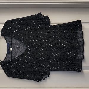 Black and white polka dot half sleeve blouse XS with buttons